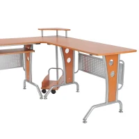 HOMCOM® Eckschreibtisch 165 x 143 x 86,5 cm Braun Silber(m-8)