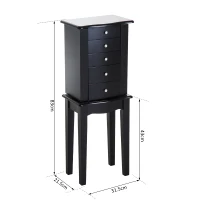 HOMCOM® Schmuckschrank mit Spiegel Schmuckkasten Holz Schwarz(m-2)