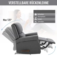 Fotel HOMCOM fotel rozkładany odchylany do 125° zdejmowane oparcie tkanina 89 x 83,5 x 101 cm(m-4)