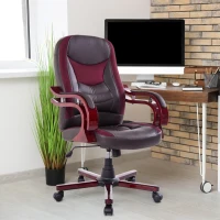 HOMCOM® Drehstuhl Chefsessel Sitzhöhe 43-52 cm Braun Rot(m-1)