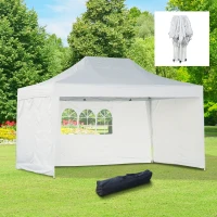 Outsunny® Faltpavillon Faltzelt 3x4,5m weiß inkl. 3 Seitenteile(m-1)