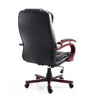 HOMCOM® Drehstuhl Kunstleder Holz 65 x 65 x 107-116 cm Schwarz(m-8)