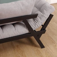 HOMCOM®  Zweisitzer Schlafsofa | Chaiselongue | Metall, Leinen | Hellgrau | 155 x 65 x 57 cm(m-11)