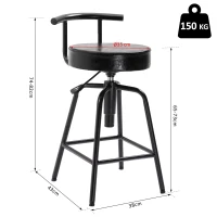 HOMCOM® Barstuhl Barhocker mit Luftdruckfeder höhenverstellbar PU Metallgestell 38 x 43 x (74–82) cm(m-2)