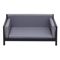 PawHut® Hundesofa Hundebett Hundecouch Haustierbett Hundematte Kunstleder Schwarz(m-4)