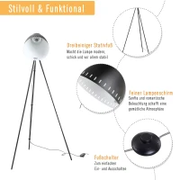 HOMCOM® Stehleuchte Stehlampe E27-Fassung neben Sofa 120° verstellbar Metall Schwarz 60 x 60 x 145 cm(m-6)
