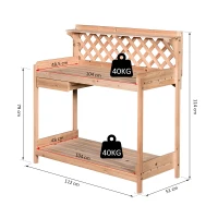 Outsunny® Pflanztisch Gärtnertisch für Garten Terrasse Balkon Blumentisch 2 Stufen mit Schublade Garten Massivholz(m-2)