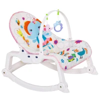 HOMCOM® Baby Schaukelsitz Schaukelstuhl vibrierende Babywippe mit Musik Tiermuster(m-1)