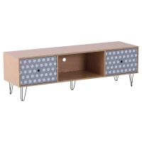 HOMCOM® Fernsehtisch Fernsehschrank TV-Board Lowboard  Retro-Stil mit Punktmuster Holz 140 x 40 x 44,5 cm(m-3)