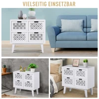 HOMCOM® Nachttisch mit 4 Schubladen Erhöhter Nachtschrank Beistelltisch Massivholz Weiß(m-7)