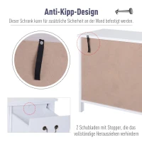 HOMCOM® Schrank Kommode Sideboard mit 2 Schubladen Weiß MDF, Spanplatte 75 x 34 x 60,5 cm(m-4)