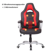 HOMCOM® Chefsessel Gamingsessel Massage Heizung Rot  Schwarz(m-4)
