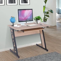 HOMCOM® Computertisch PC-Tisch mit Tastaturauszug Schreibtisch Metall Eiche Schwarz 100 x 60 x 75,5 cm(m-6)