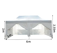 Outsunny® 3x6 m Faltpavillon weiß Faltzelt Gartenzelt inkl. 6 Seitenteile(m-3)