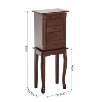 HOMCOM® Schmuckschrank mit Spiegel Schmuckkasten Holz Braun(m-2)