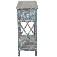 HOMCOM® Vintage Konsolentisch Beistelltisch Sideboard mit 2 Schubladen Massivholz(m-7)