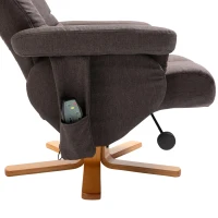 HOMCOM Massagesessel mit Fußhocker Relaxsessel Heizfunktion TV-Sessel Polyester Braun 145°-Neigung 80 x 86 x 99 cm(m-8)