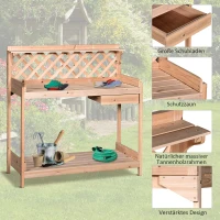 Outsunny® Pflanztisch Gärtnertisch für Garten Terrasse Balkon Blumentisch 2 Stufen mit Schublade Garten Massivholz(m-5)