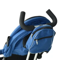 HOMCOM® Kinderdreirad mit Dach Lenkstange Kinderwagen Schieber Blau(m-11)
