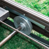 Outsunny Alu Hollywoodschaukel Gartenschaukel Pavillon Garten Schaukel 4 Person Tisch Braun(m-7)