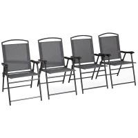 Outsunny® Gartenmöbel Set 7-teilige Sitzgruppe 1 Sonnenschirm, 1 Tisch, 4 Stühle Metall(m-3)