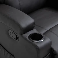 HOMCOM Elektrisch Relaxsessel, Massagesessel, Fernsehsessel, Massagefunktion, Heizfunktion, Liegefunktion, PU-Leder+Holz+Metall+Schaumstoff, Schwarz, 82 x 97 x 110 cm(m-7)