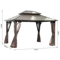 Outsunny® Pavillon mit Seitenwände Partyzelt mit Doppeldach Festzelt Gartenlaube Aluminium(m-2)