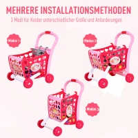 HOMCOM® Einkaufswagen für Kinder Kinderspielzeug Kaufladen Spielzeug Kunststoff Rosa(m-6)