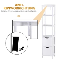 kleankin® Badezimmerregal Badeschrank Küchenschrank mit 1 Schränke 3 offene Regale MDF(m-5)