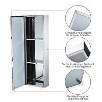 HOMCOM® Hängeschrank Badschrank 3 Fächer Edelstahl 25x80cm(m-4)