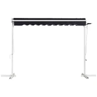 Outsunny® Standmarkise Standmarkise LED Solarlichter Faltarm Kurbel Polyester Schwarz(m-6)