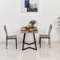 HOMCOM Essgruppe mit 2 Stühlen, Esszimmergarnitur, Sitzgruppe, Tischgruppe, Schwarz, 109 x 70 x 75 cm (Tisch), 50 x 48 x 95 cm (Stuhl)(m-6)