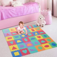 HOMCOM® Puzzlematte Kinderspielteppich 36 tlg. abwaschbar Bunt(m-1)