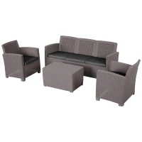 Outsunny® Vierteiliges Gartenmöbel Set Sitzgruppe Sofa Sitzkissen Couchtisch mit Stauraum(m-1)