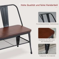 HOMCOM® 2-Sitzer Sitzbank Gartenbank Holzbank Bank Industriestil Metall Natur+Schwarz(m-5)
