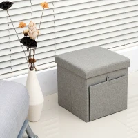 HOMCOM Faltbarer Sitzwürfel mit Stauraum Aufbewahrungsbox grau(m-1)