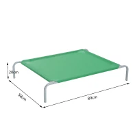 PawHut® Haustierbett | Haustierekissen | Metall, Textilene | 89 x 58 x 20 cm | Grün, Silber(m-2)