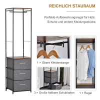 HOMCOM® Garderobenständer Korridor Garderobe 3 Schubladen Kleiderstange Stahl Grau(m-7)