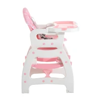 HOMCOM® 3 in 1 Kinderhochstuhl - Kombihochstuhl - Rosa-Weiß(m-6)