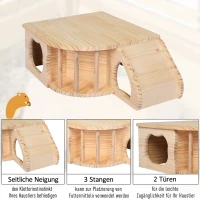 PawHut® Kleintier Stall Haustier Wohnung Hamsterwohnung Tannenholz 60 x 37 x 19,7 cm(m-6)