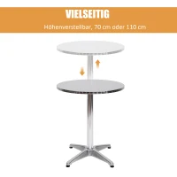 HOMCOM® Bartisch Stehtisch Bistrotisch Partytisch höhenverstellbar 70/110 cm Aluminium(m-4)