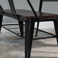 HOMCOM® 2-Sitzer Sitzbank Gartenbank Holzbank Bank Industriestil Metall Natur+Schwarz(m-8)