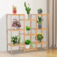 HOMCOM® Badregal Standregal Bambus Regal 9 Ablagen DIY(m-1)