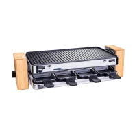 HOMCOM® Elektrogrill 2 Ebenen BBQ Tischgrill 1500 W Partygrill 8 Pfännchen Metall Bambus(m-3)