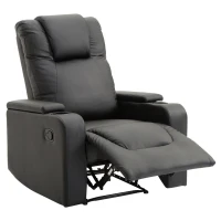 HOMCOM® Relaxsessel | Fernsehsessel | Kunststoff, Schaumstoff, Stahlfüße | 85 × 98 × 103 cm | Schwarz(m-7)