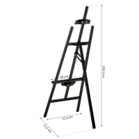 HOMCOM® Staffelei Atelierstaffelei 90° einstellbar Buche Schwarz(m-3)