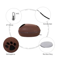 PawHut® Katzenhaus Katzenhöhle Katzenbett mit Wärmefunktion Kissen Filz Braun 47 x 38 x 24 cm(m-6)