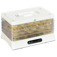 HOMCOM® Dehydrator Dörrgerät Dörrautomat mit 5 Einlegefächer Temperaturregler Weiß(m-3)