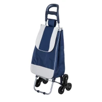 HOMCOM® Einkaufstrolley Einkaufsroller klappbar mit Treppensteiger Blau(m-7)