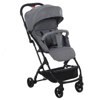 HOMCOM® Kinderwagen Faltbarer Buggy Babyschale Babywanne 0-36 Monate Grau(m-1)